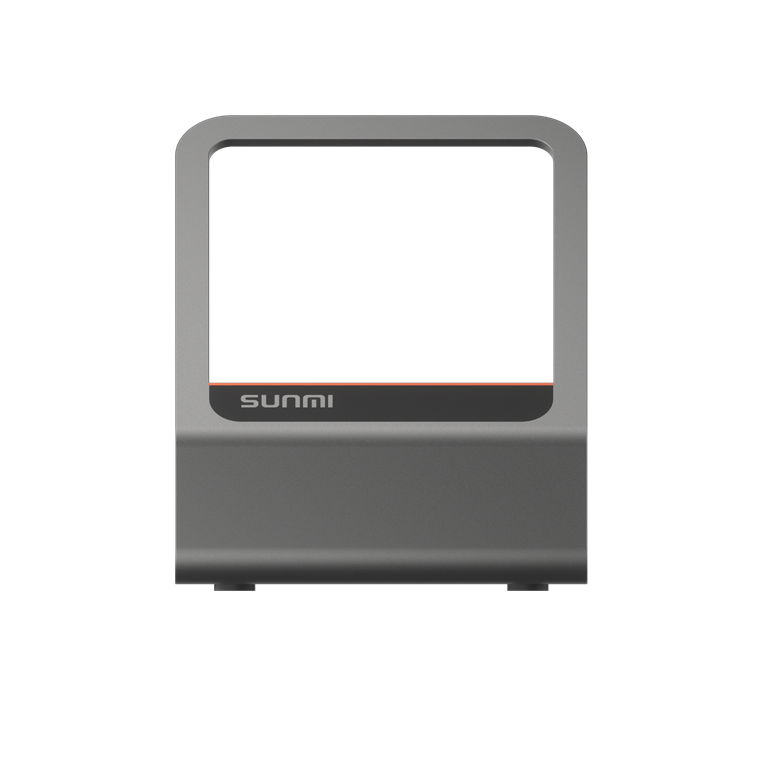 Sunmi Blink 2 touchless counter-top scanner reading a phone QR code at a convenience store till
