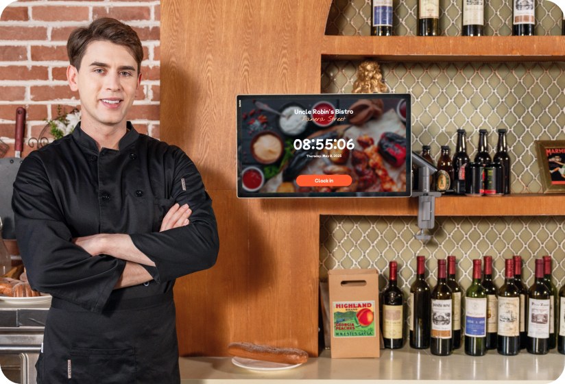 Sunmi Flex 3 wall-mounted kitchen display in a restaurant