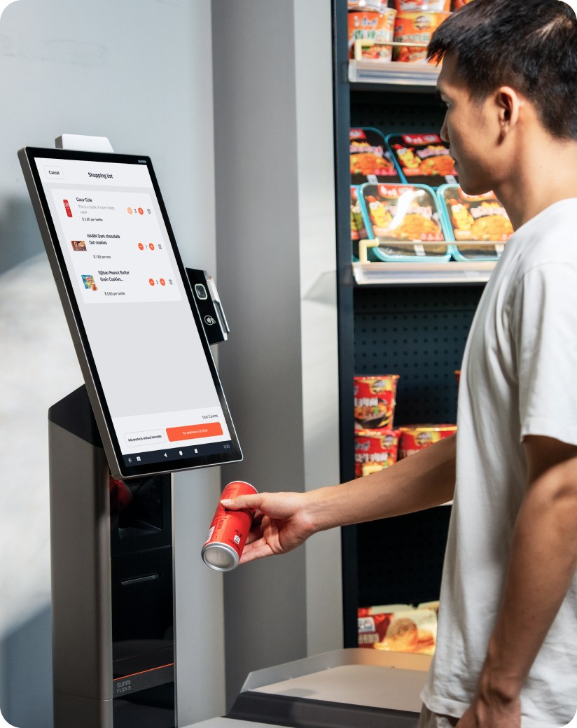 Sunmi Flex 3 AI self-checkout in a convenience store