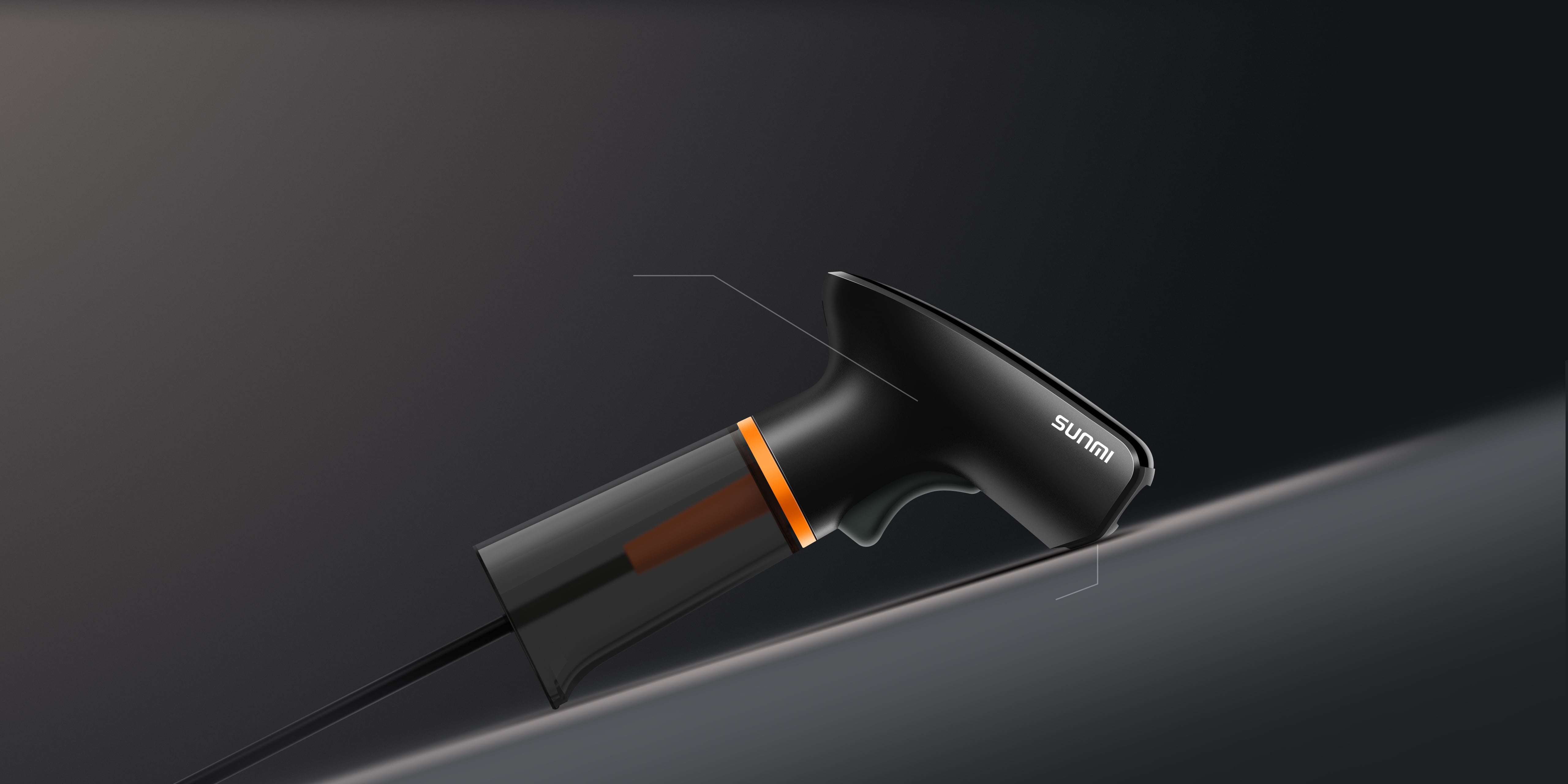 Comfortable, anti-slip grip on the Sunmi 2D handheld scanner