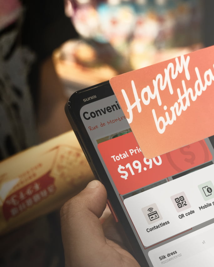 Sunmi L3 used for mobile checkout and contactless payment in a convenience store